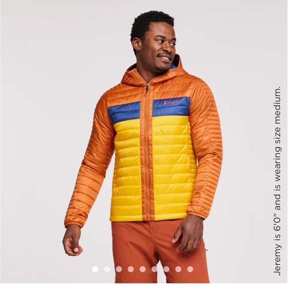 Cotopaxi Men's Large Capa Insulated Hooded Jacket Yellow Orange Mezcal NWT Puff - Picture 8 of 16